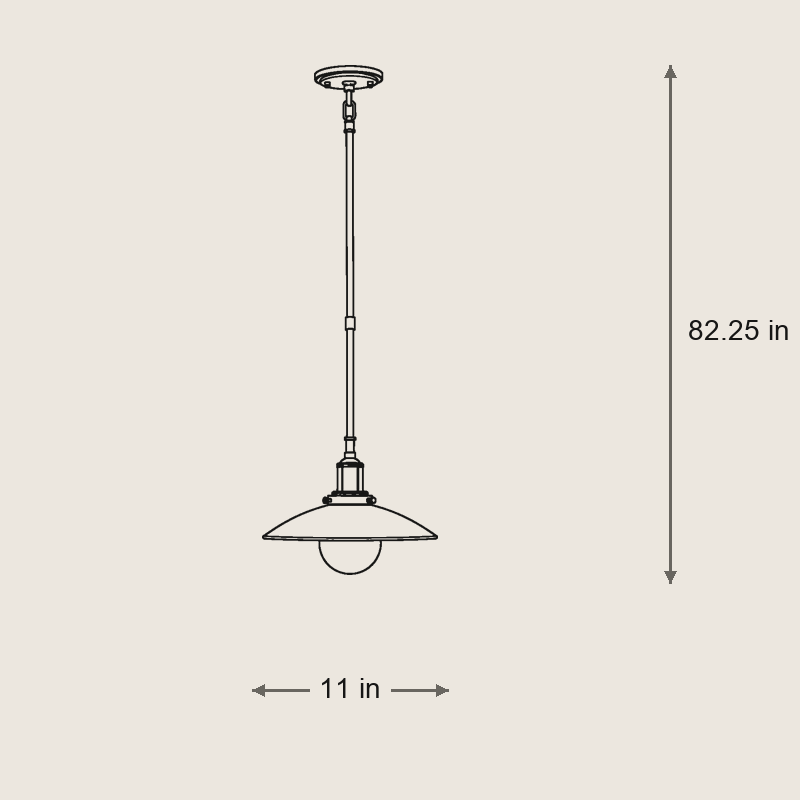 Didier Handcrafted Ceramic Pendant Light — Dimensions: 11 in diameter, 9.5 in height, 22.25 in chain, cut to length