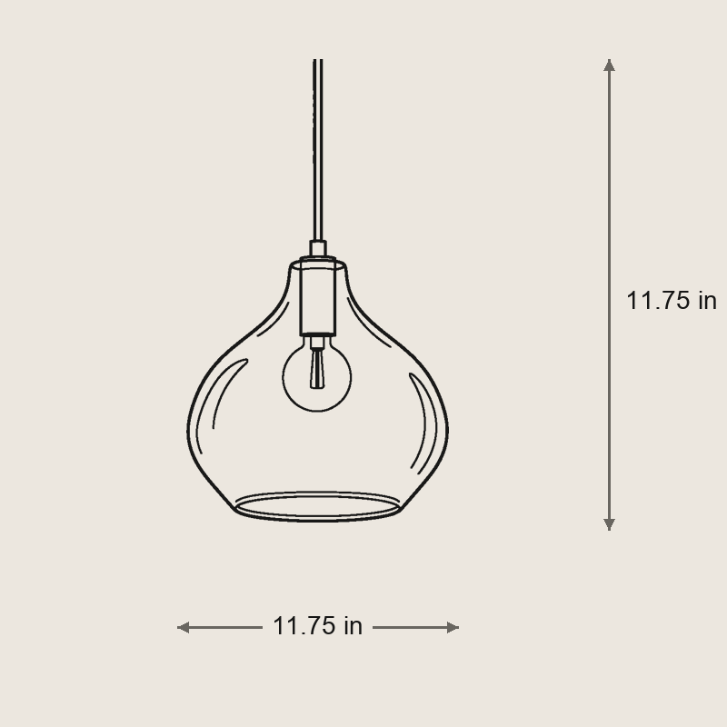 Organic 12" Pendant — Dimensions: 11.75 in width, 11.75 in height, 11.75 in depth, 5.45 lb weight