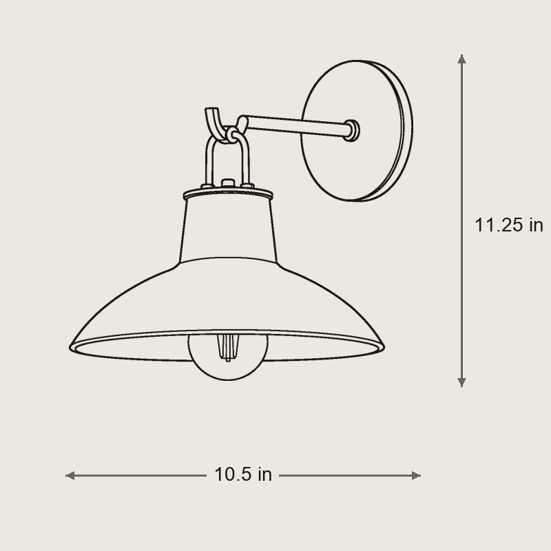 Pottersville Sconce — Dimensions: 11.22 in width, 10.16 in height, 11 in depth, 7 in chain, cut to length