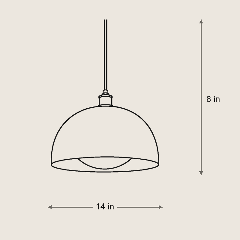 Recycled Metal Dome Pendant — Dimensions: 14 in width, 8 in height, 14 in depth