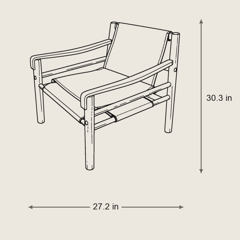 Safari Chair — Dimensions: 27.2 in width, 30.3 in height, 26.4 in depth