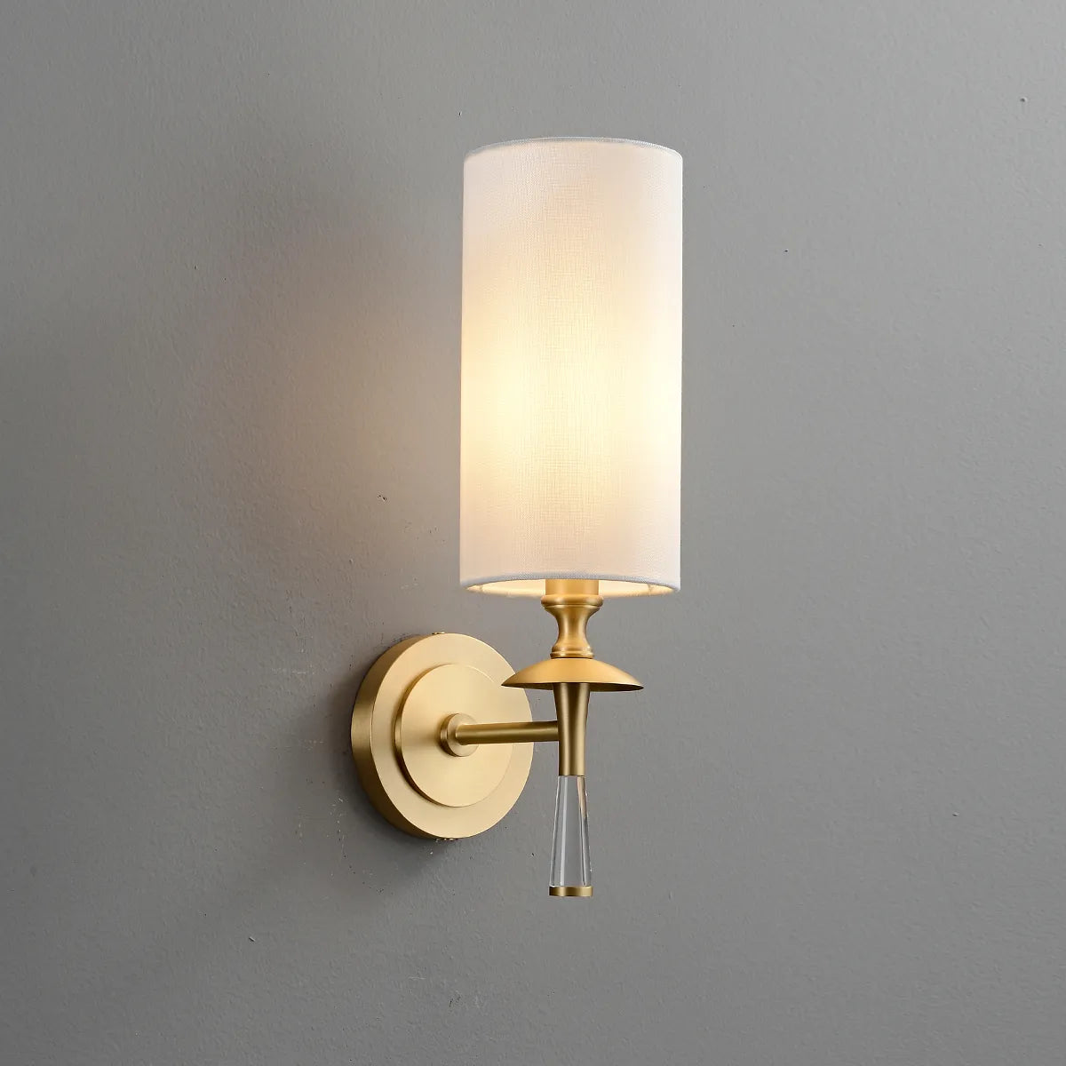 Drunmore Single Sconce – Elegant Brass Frame with Sparkling Crystal Details - View 7