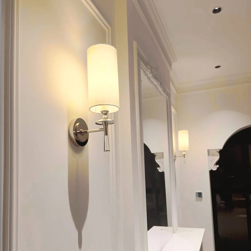 Drunmore Single Sconce – Elegant Brass Frame with Sparkling Crystal Details - View 3