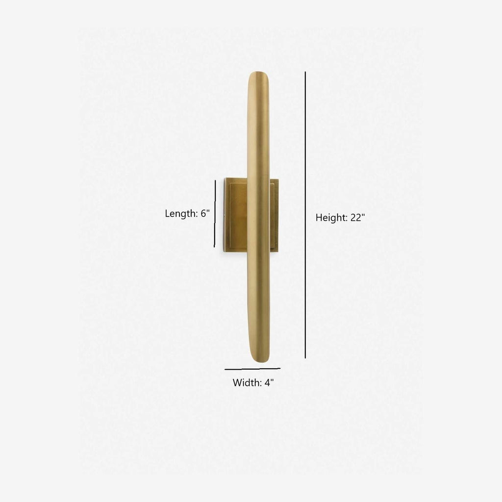 Baton Brass Minimalist 2-Light Wall Sconce — Linear Dual-Arm Wall Light with Warm Clean Glow