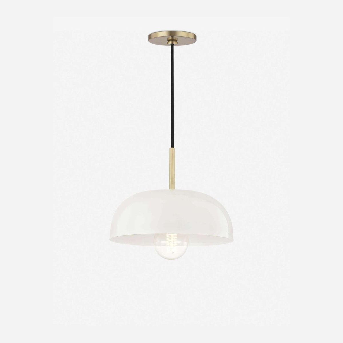 Dea Heritage Aged Brass Cream Dome Pendant Light – view 2