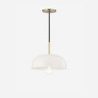 Dea Aged Brass Cream Dome Pendant Light — Heritage Dome Hanging Light with Warm Focused Downlight