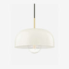 Dea Aged Brass Cream Dome Pendant Light — Heritage Dome Hanging Light with Warm Focused Downlight