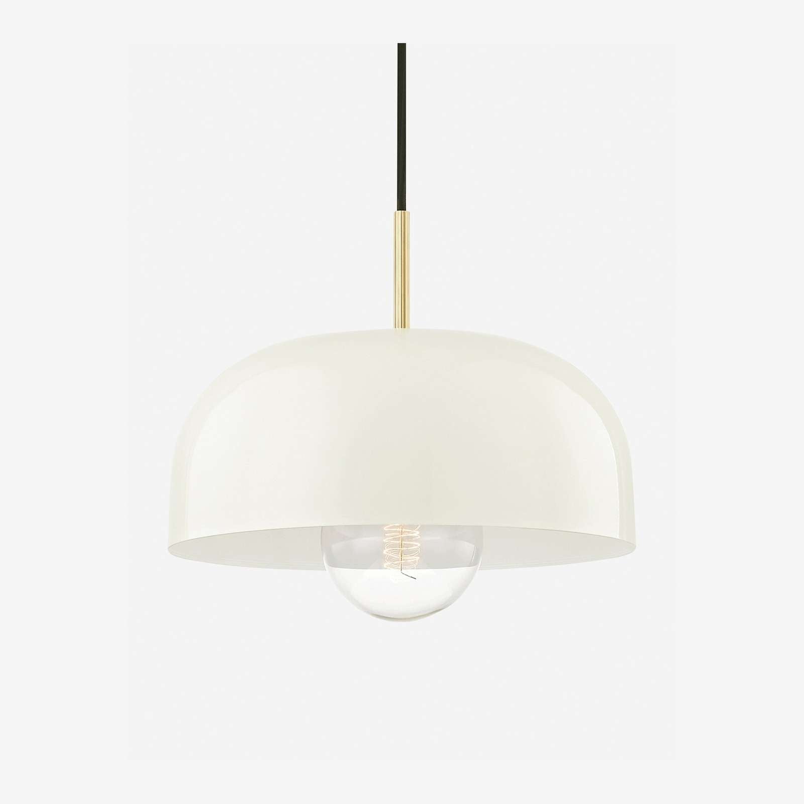 Dea Aged Brass Cream Dome Pendant Light — Heritage Dome Hanging Light with Warm Focused Downlight