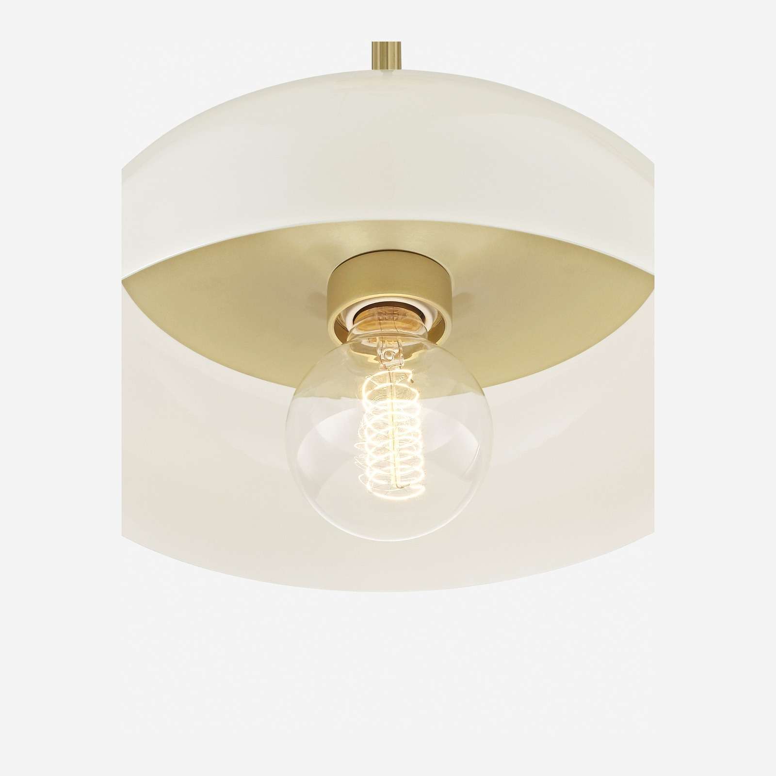 Dea Aged Brass Cream Dome Pendant Light — Heritage Dome Hanging Light with Warm Focused Downlight