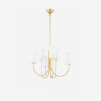 Midford Aged Brass Linen Shade 8 Light Chandelier  — Heritage Warm Ceiling Light