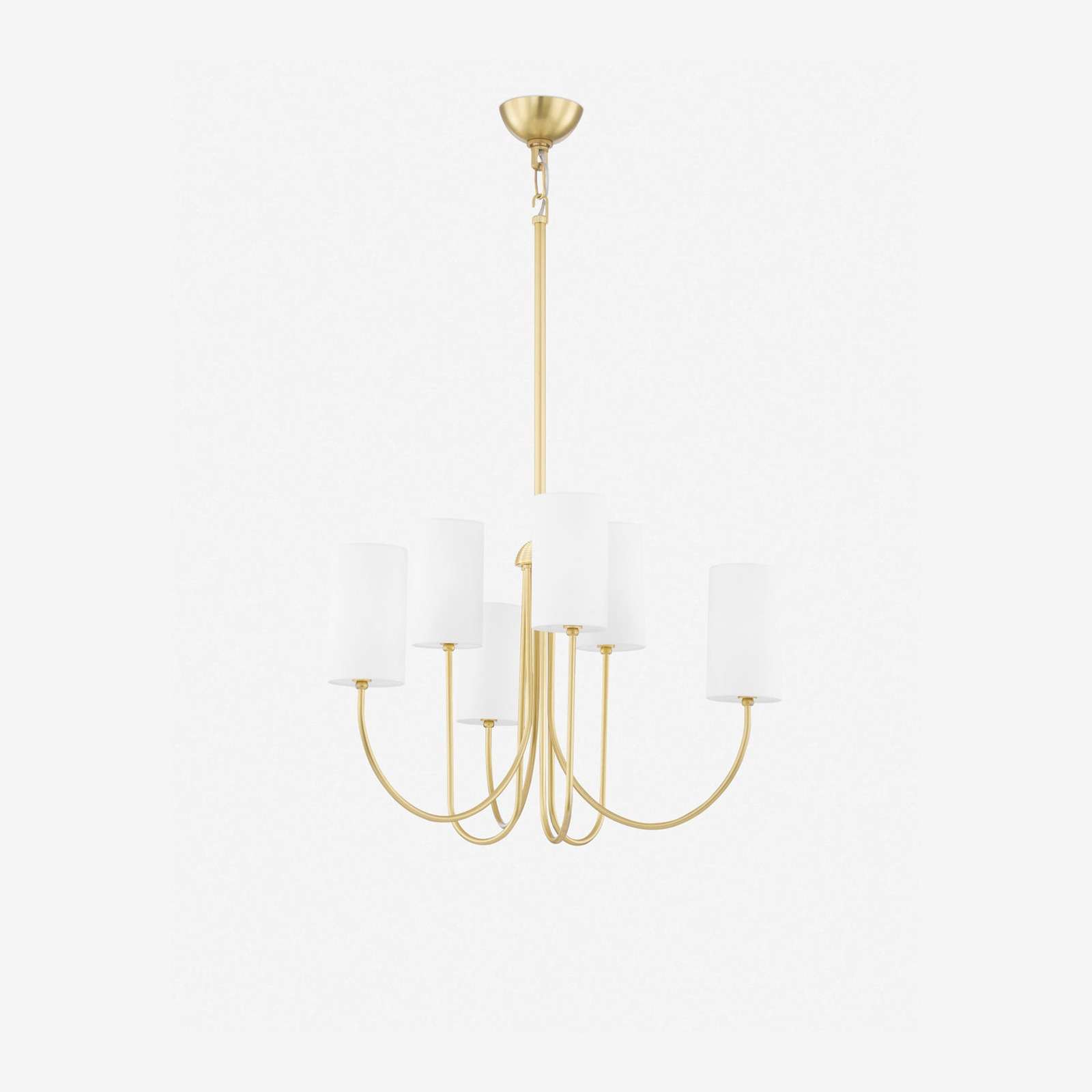 Midford Aged Brass Linen Shade 8 Light Chandelier  — Heritage Warm Ceiling Light