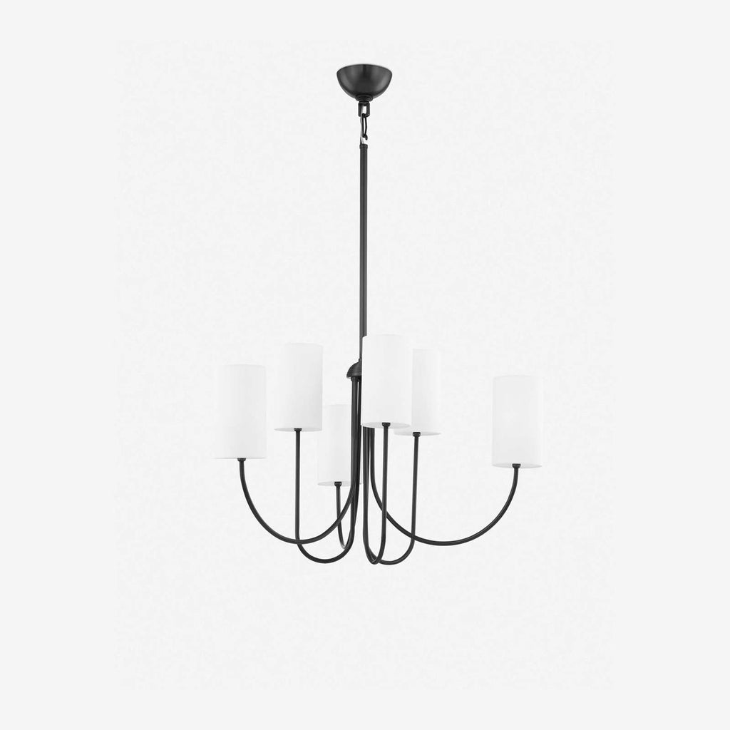 Midford Aged Brass Linen Shade 8 Light Chandelier  — Heritage Warm Ceiling Light