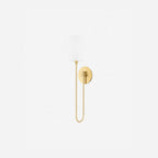 Midford Aged Brass White Linen Wall Sconce