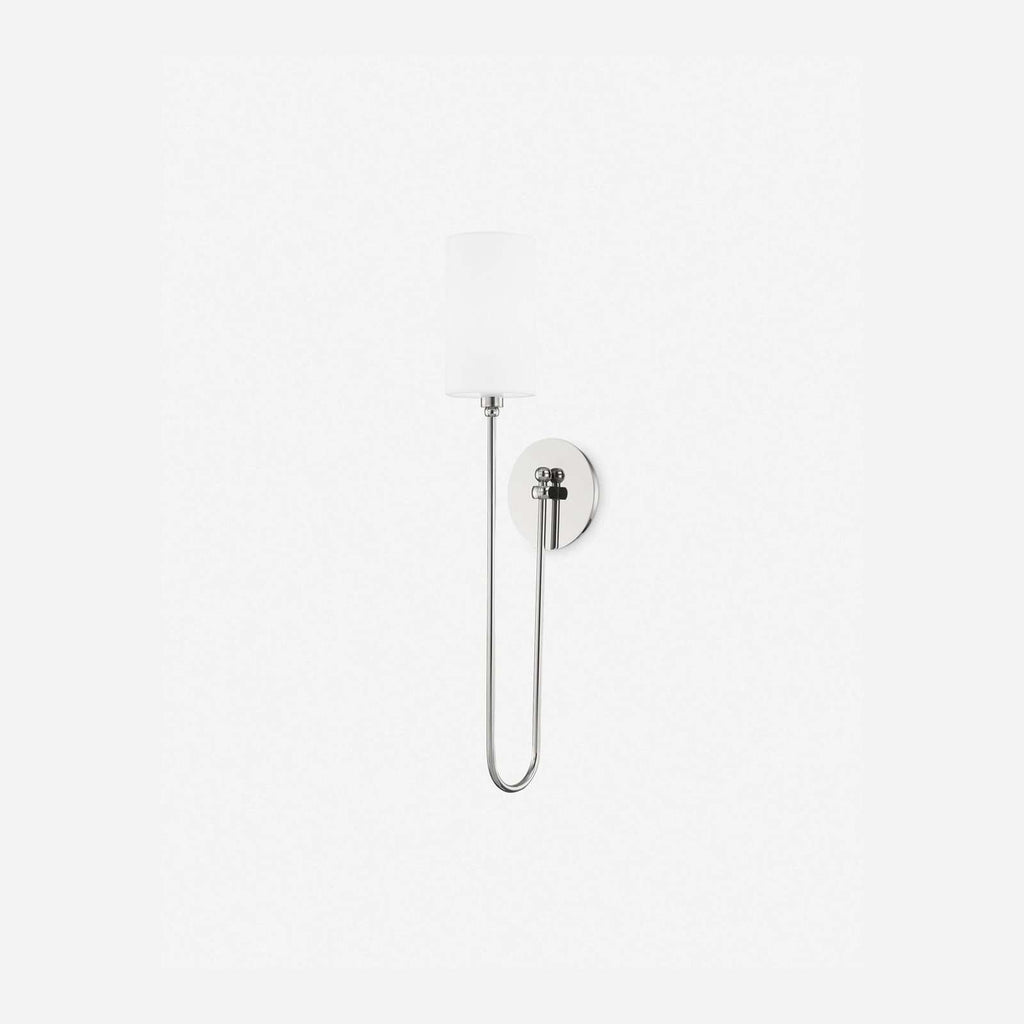 Midford Aged Brass White Linen Wall Sconce