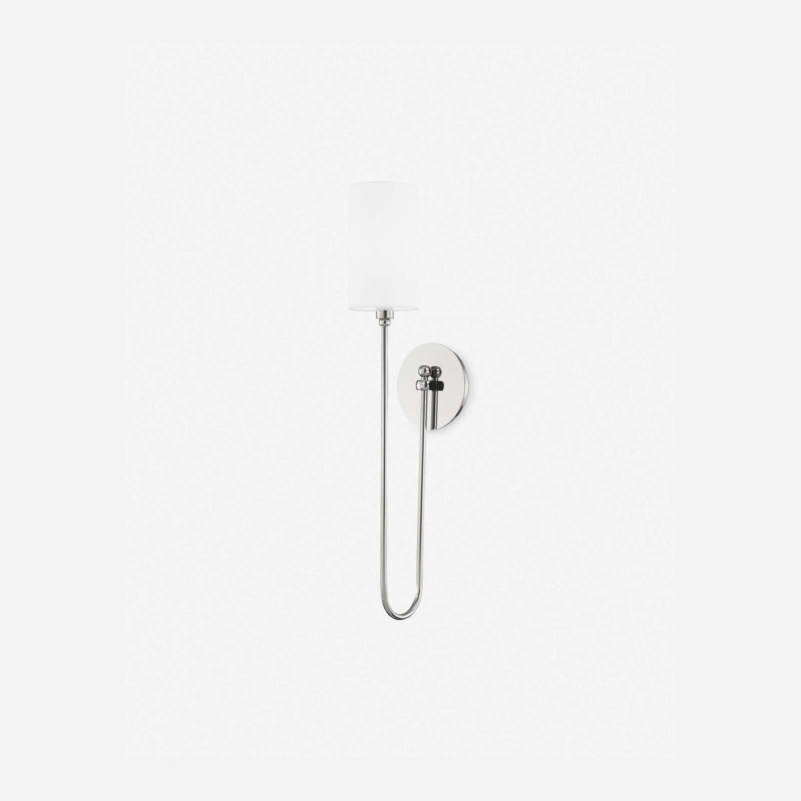 Midford Aged Brass White Linen Wall Sconce