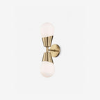 Prim Aged Brass Opal Glass 2-Light Wall Sconce