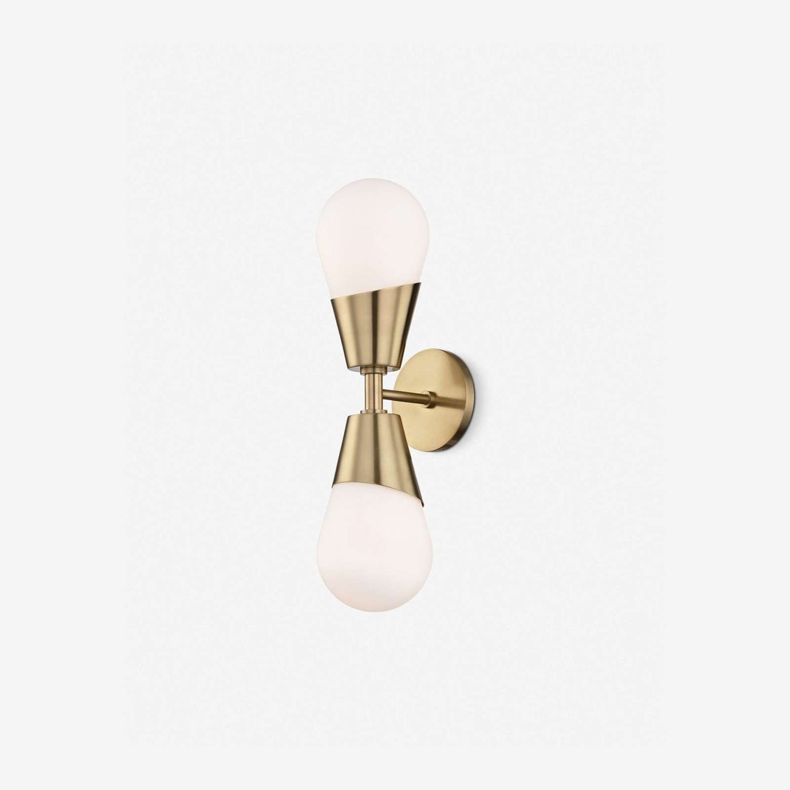 Prim Aged Brass Opal Glass 2-Light Wall Sconce