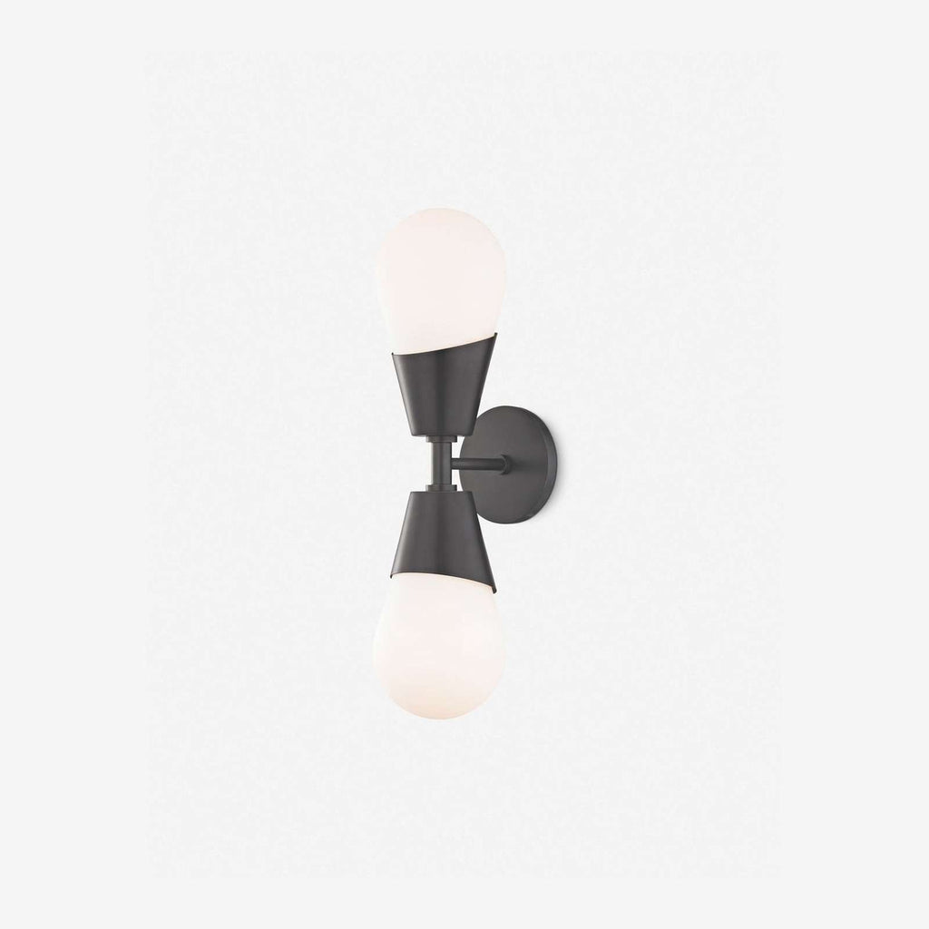 Prim Aged Brass Opal Glass 2-Light Wall Sconce