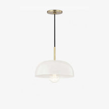 Dea Aged Brass Cream Dome Pendant Light heritage patinated brass dome hanging light with cream interior and warm focused downlight above kitchen island