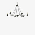 Atherton Forged Iron Chandelier 6-Light industrial raw iron arms ceiling light with warm commanding glow in modern dining room interior