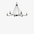 Atherton Forged Iron Chandelier 6-Light industrial raw iron arms ceiling light with warm commanding glow in modern dining room interior
