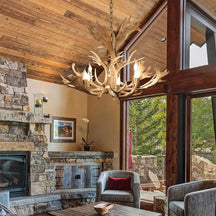 faux antler chandelier with candles