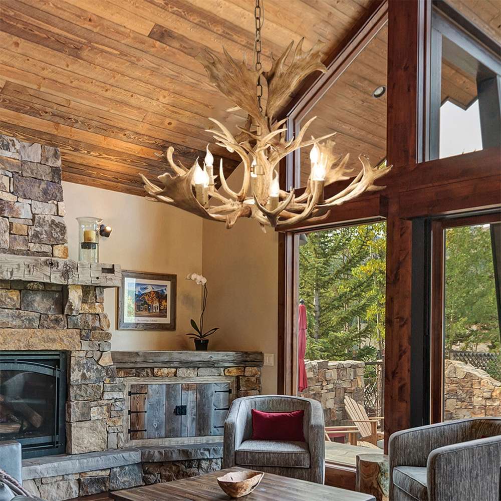 faux antler chandelier with candles
