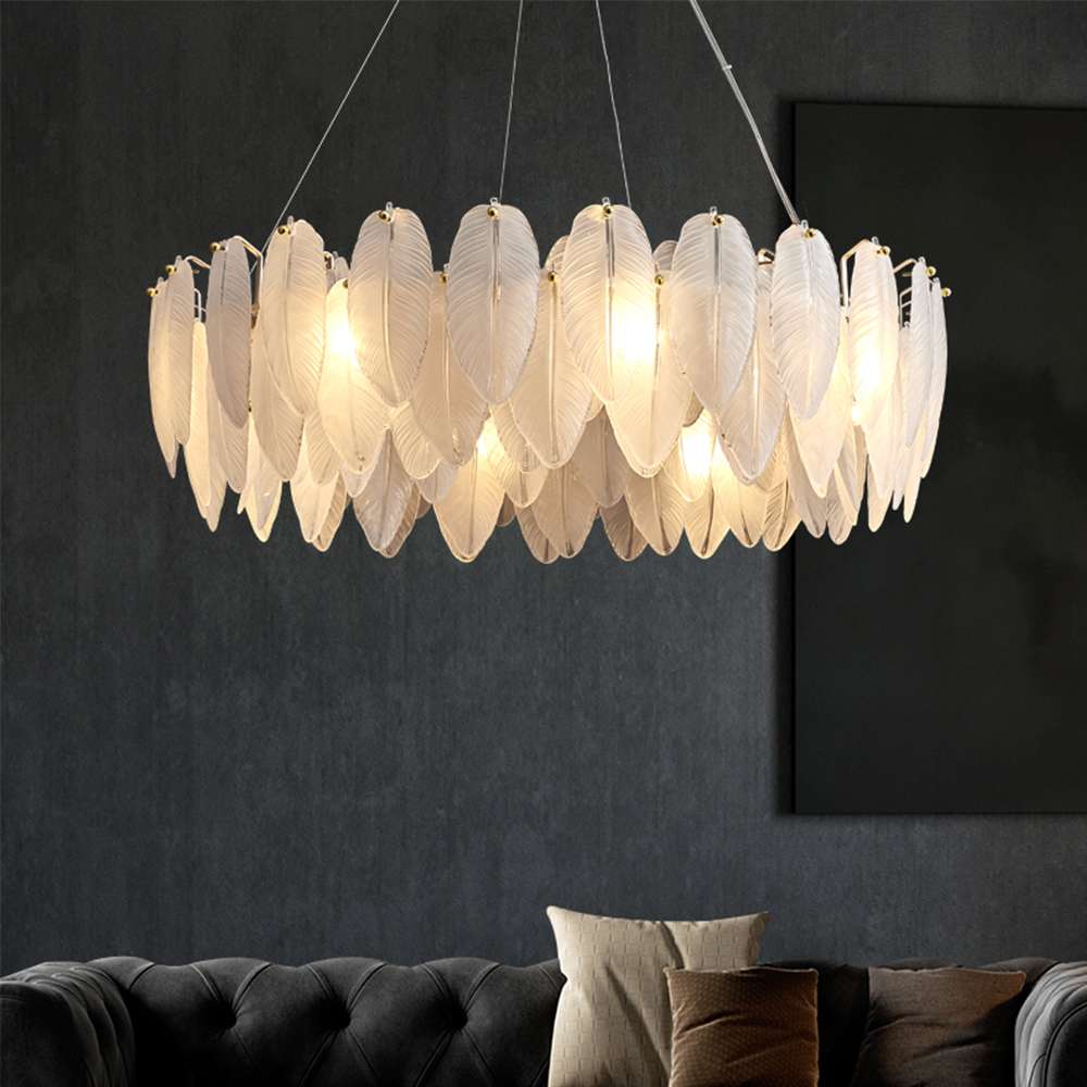 modern feather glass chandelier