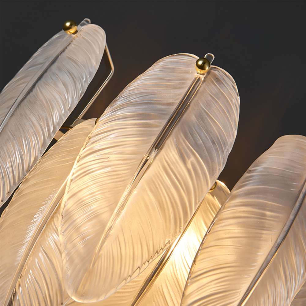 feather glass shade chandelier