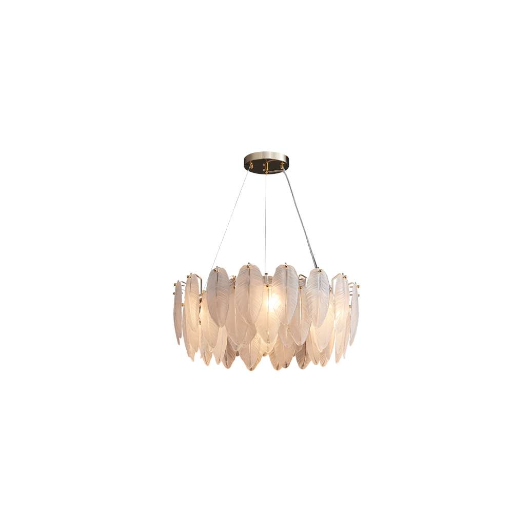 white feather glass shade chandelier