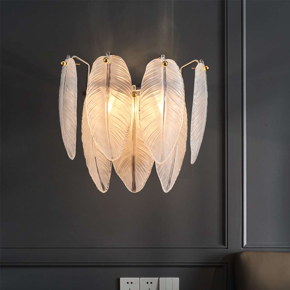 feather glass sconce