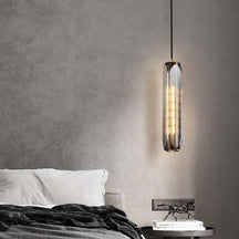 smoked glass hanging lamp