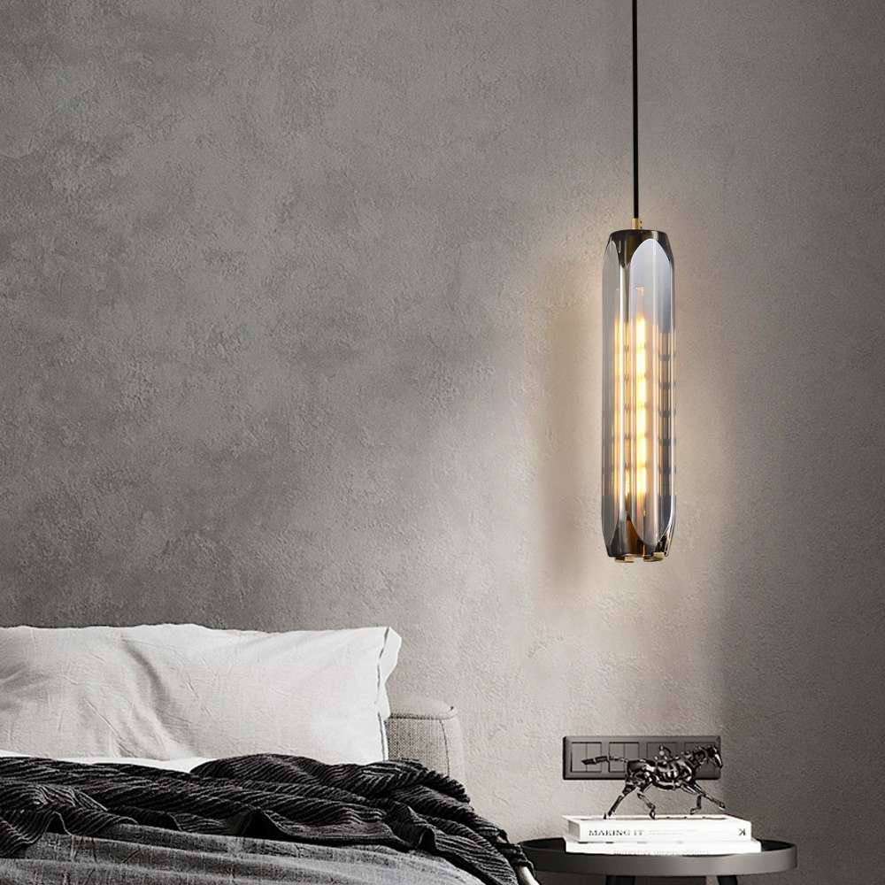 smoked glass hanging lamp