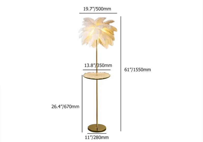 feather floor lamp with tray