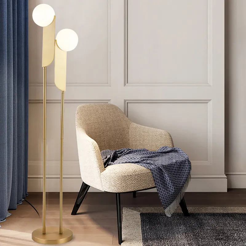 glass 2-light floor lamp