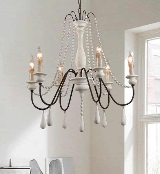 elegant wood bead chandelier