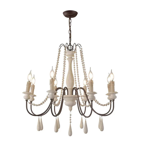 rustic candle wood bead chandelier