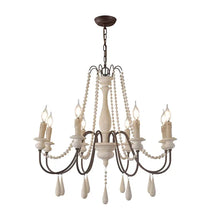rustic candle wood bead chandelier