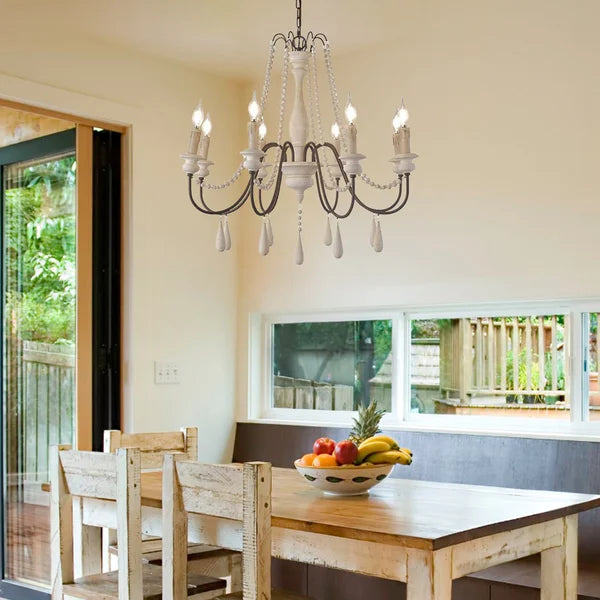 rustic wood bead chandelier