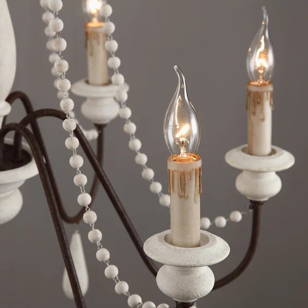 candle-style wood bead chandelier