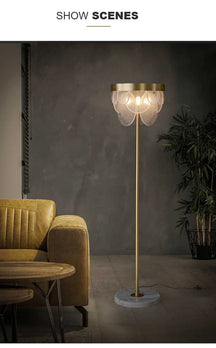 glass shade flower floor lamp
