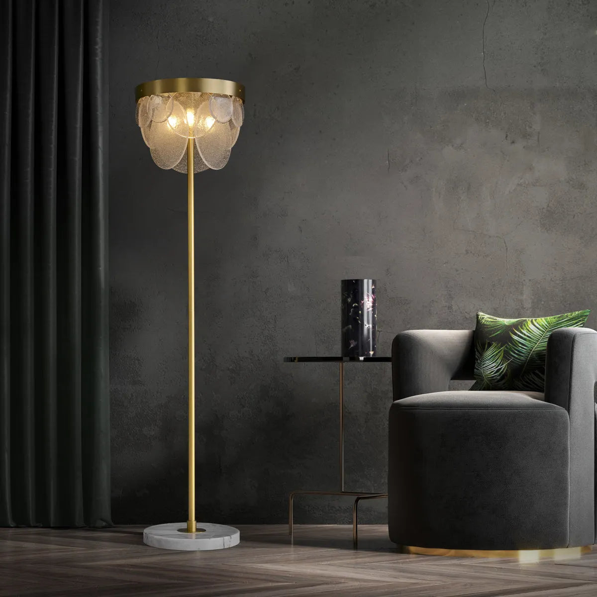 glass shade led floor lamp