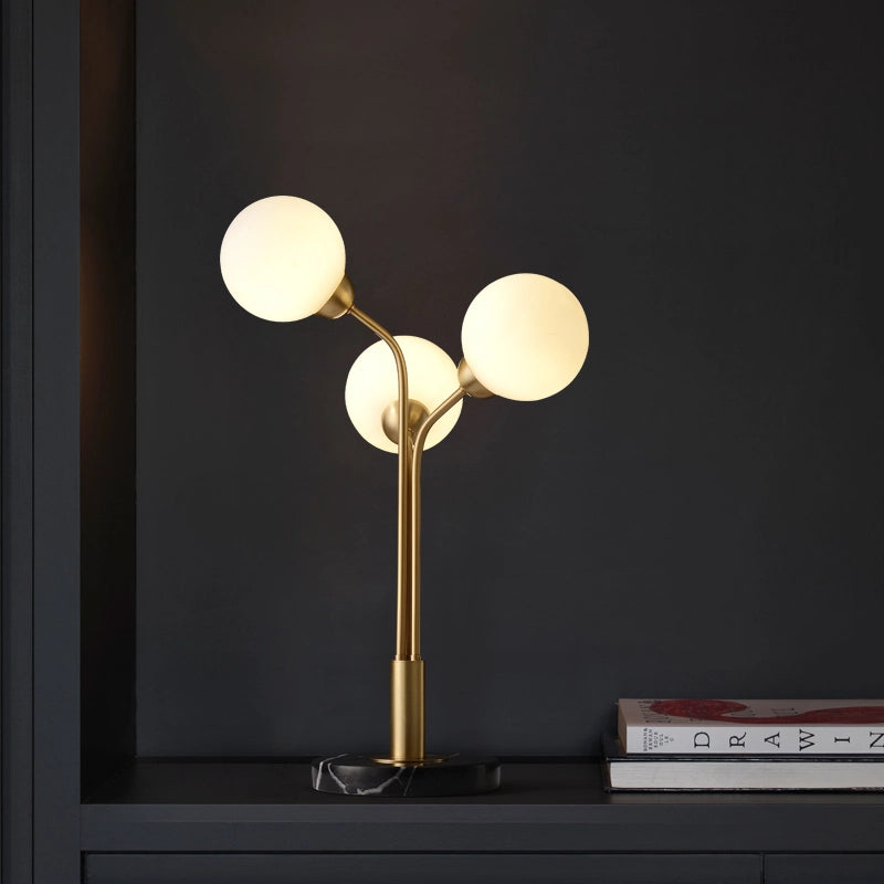 frosted glass tri-orb table lamp