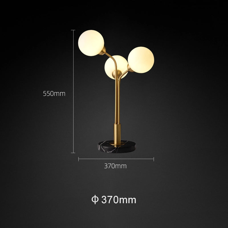 marble base tri-orb table lamp