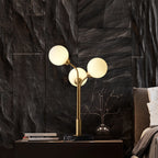 frosted glass stone tri-orb desk light