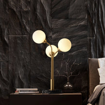 frosted glass stone tri-orb desk light