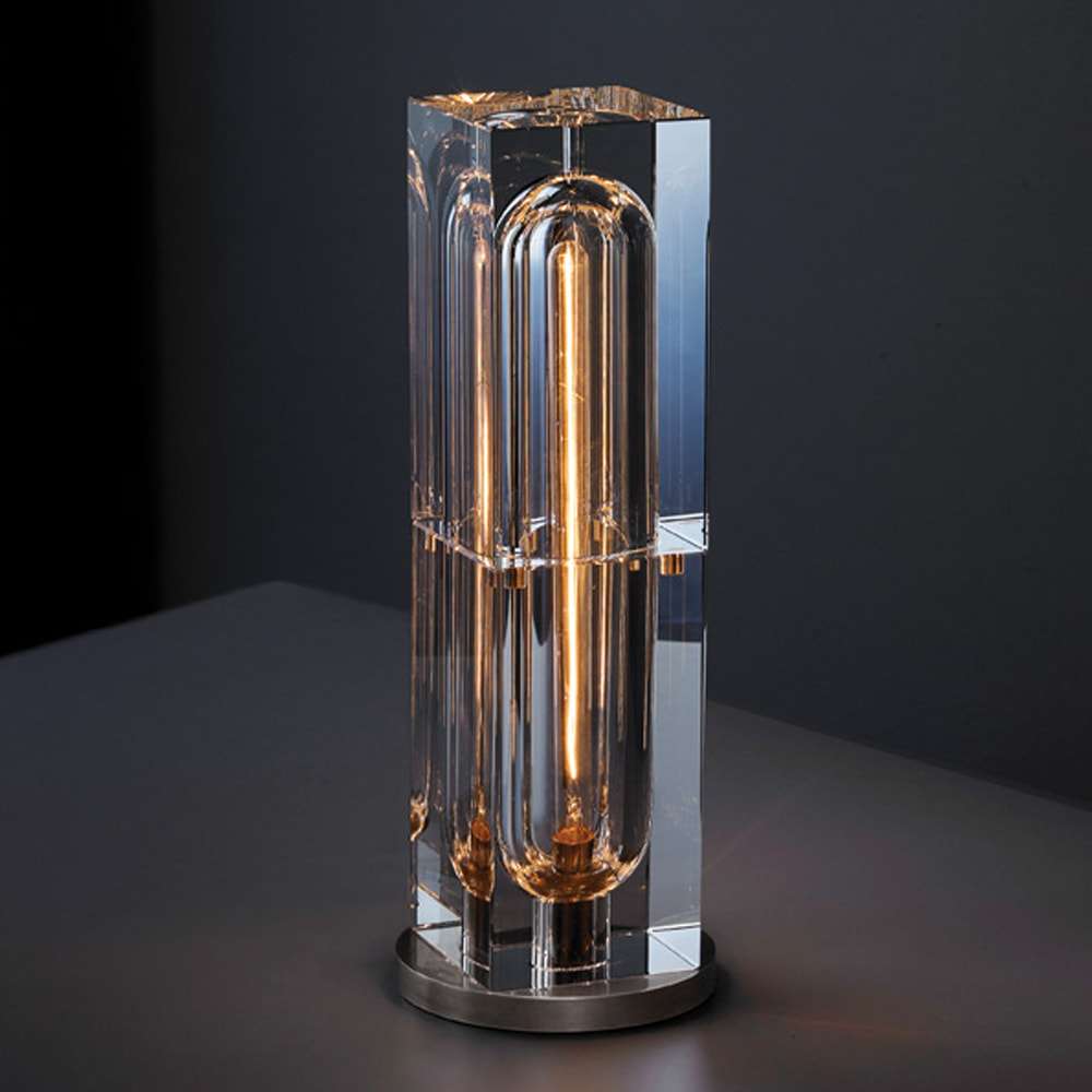 rectangular table lamp with round base