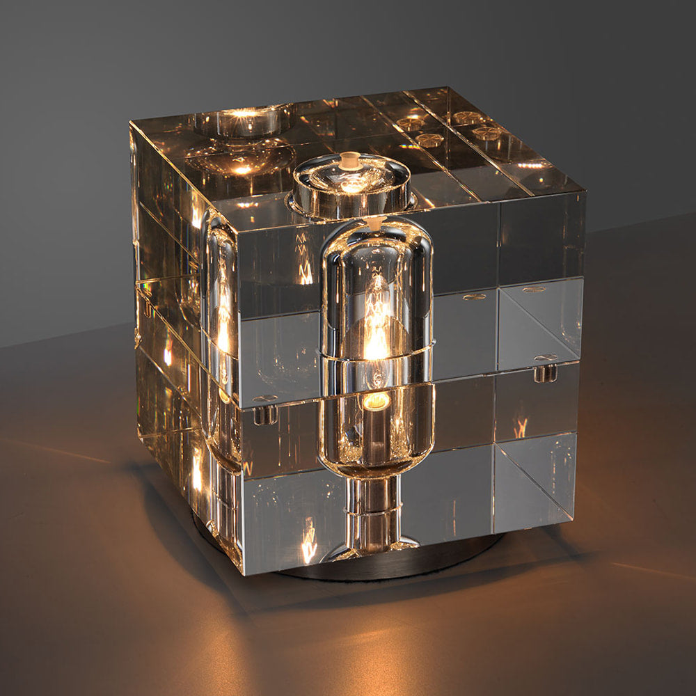 square crystal shade table lamp