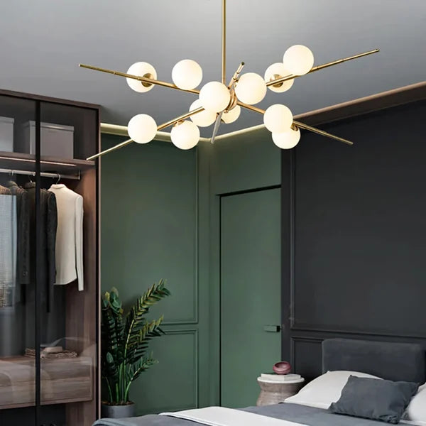 glass globe brass chandelier