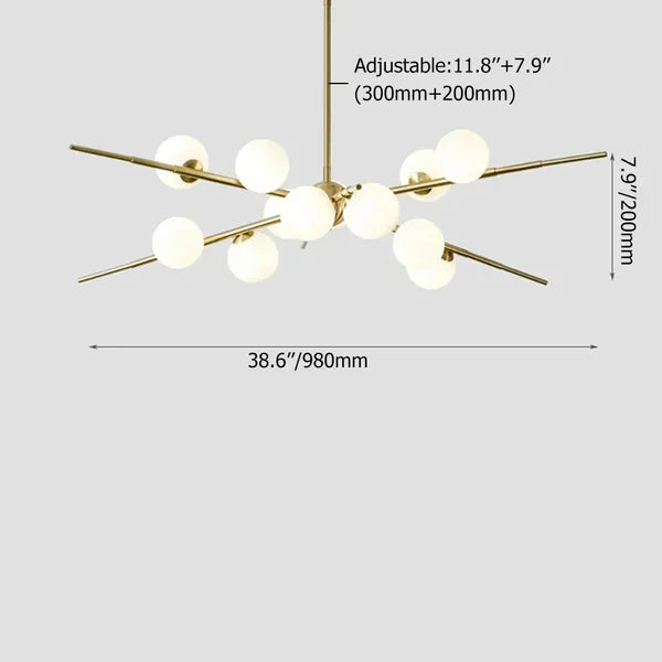 brass glass globe chandelier